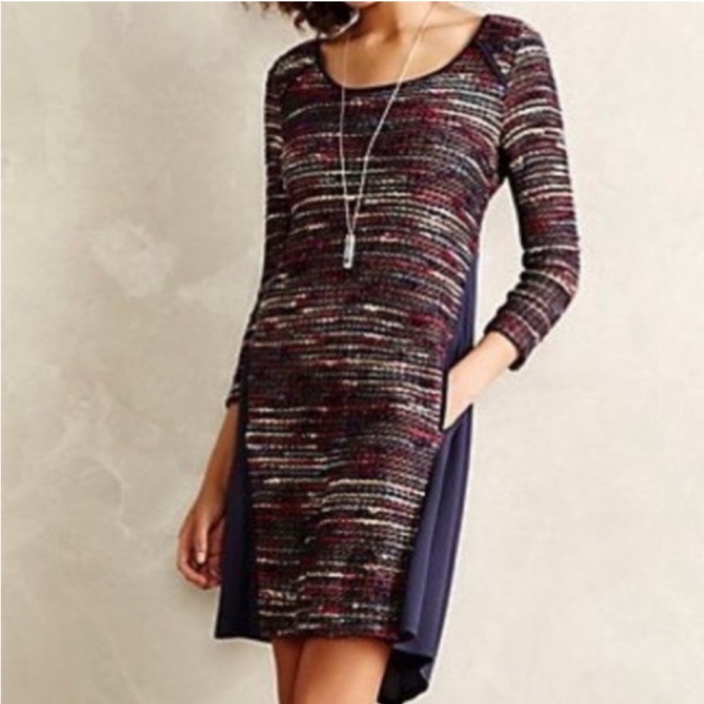 Anthropologie Maeve Bohemian Marley Sweater Combo Swing Dress NWT XS